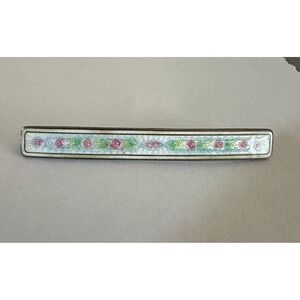 Antique Edwardian Sterling Silver & Enamel Barpin
